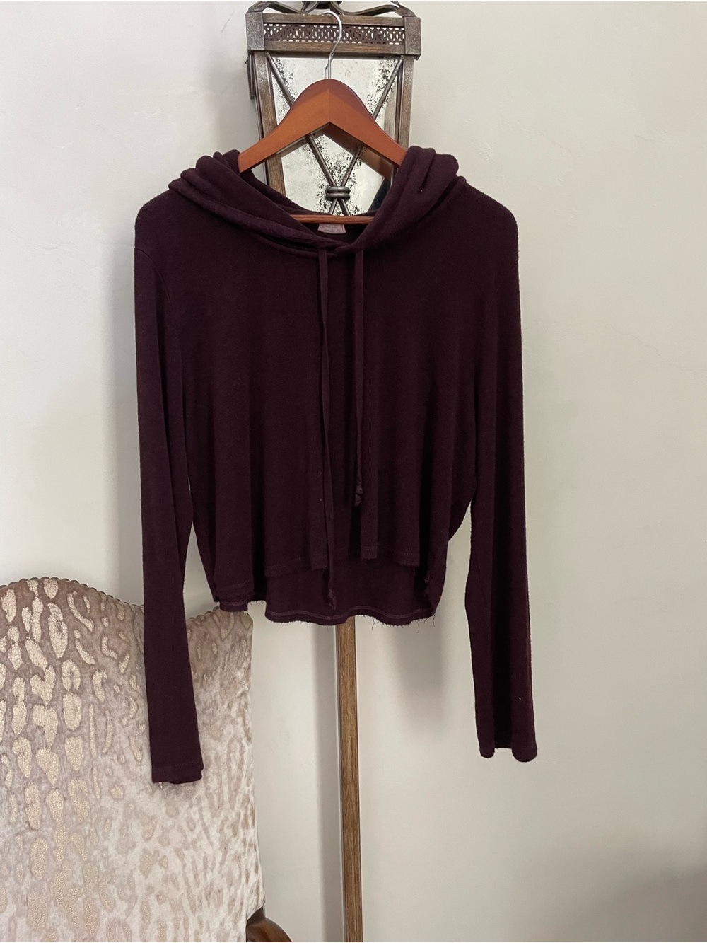 Brandy Melville Cropped Hooded Pullover - Plum John Galt